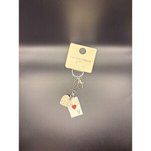 Grayson Threads Kids Ace of Hearts Playing Card Heart Charm Keychain Silver Tone